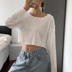 Livesso Top court décontracté pour femmes, nouvelle arrivée pour l'automne, Top à manches longues pour femmes