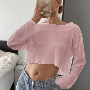 Livesso Top court décontracté pour femmes, nouvelle arrivée pour l'automne, Top à manches longues pour femmes