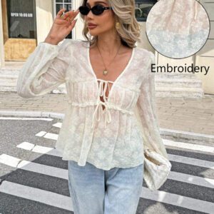Serisse Chemise femme casual à manches lanternes et imprimé léopard