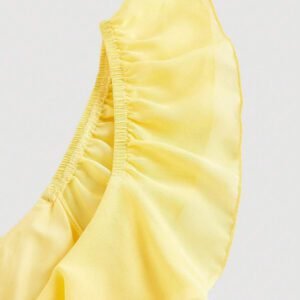 SHEIN X Belle Mariano SHEIN MOD Robe fourreau en mousseline de soie asymétrique avec volants et fente haute, de couleur jaune