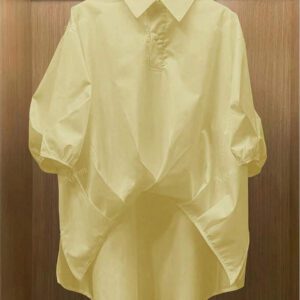 Chemise casual d'été en polyester pour femmes, de couleur unie, à manches courtes et coupe asymétrique