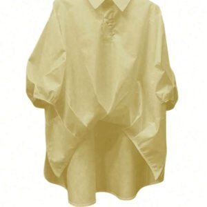 Chemise casual d'été en polyester pour femmes, de couleur unie, à manches courtes et coupe asymétrique