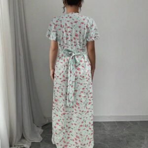 Rafferiza Nouvelle robe chemise style casual européen et américain avec encolure en V, taille cintrée et motif floral