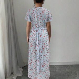 Rafferiza Nouvelle robe chemise style casual européen et américain avec encolure en V, taille cintrée et motif floral