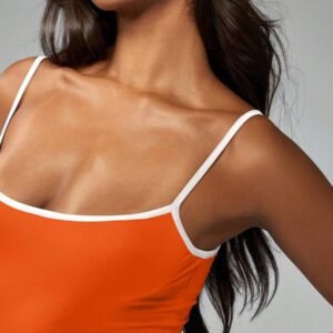 MISSGUIDED Robe maxi moulante de soirée, de cocktail, de longueur de plancher, à bretelles spaghetti, avec empiècement contrastant. Style cami jerseysur le thème de l'été