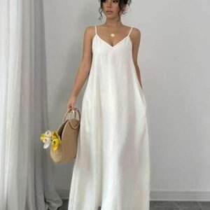 SHEIN PETITE Robe de vacances décontractée mini col en V pour femmes