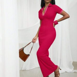 NYA SZN Robe maxi texturée ajustée à manches courtes avec col printanier pour festival d'été, Jour de la Saint-Patrick, vacances, printemps modeste, remise des diplômes, invité de mariage, occasions spéciales, dîner de demoiselle d'honneur, bal de promo