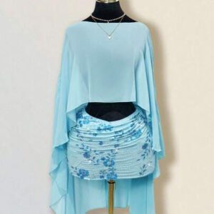 Sweetina Top casual ample de vacances bleu pour femmes avec style multi-portage, col asymétrique, dos ouvert et lien à nouer