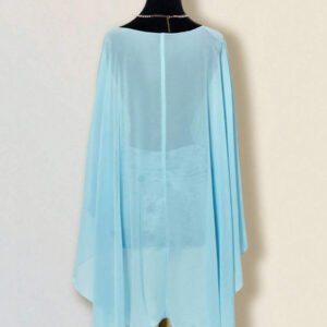 Sweetina Top casual ample de vacances bleu pour femmes avec style multi-portage, col asymétrique, dos ouvert et lien à nouer