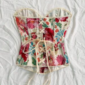 Soleia Top tube femme pour mariage, Top de corset pour femme, Top d'été pour femme, Top d'été, tenue occidentale pour femme, Top de sortie, style bohème, Top pour concert, festival rave, tenue de croisière pour femme, Top pour anniversaire de femme, Top pour vacances, Top tube, débardeur pour femme, Top tube en jacquard fleuri coloré style palais rétro avec bouton et lien dans le dos, pour les vacances
