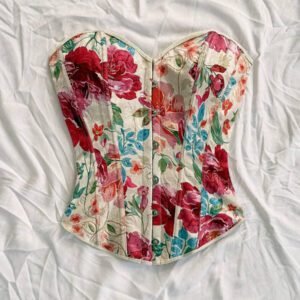 Soleia Top tube femme pour mariage, Top de corset pour femme, Top d'été pour femme, Top d'été, tenue occidentale pour femme, Top de sortie, style bohème, Top pour concert, festival rave, tenue de croisière pour femme, Top pour anniversaire de femme, Top pour vacances, Top tube, débardeur pour femme, Top tube en jacquard fleuri coloré style palais rétro avec bouton et lien dans le dos, pour les vacances
