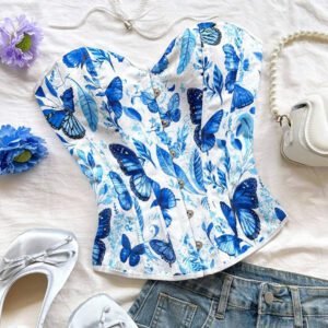 Soleia Top tube femme pour mariage, Top de corset pour femme, Top d'été pour femme, Top d'été, tenue occidentale pour femme, Top de sortie, style bohème, Top pour concert, festival rave, tenue de croisière pour femme, Top pour anniversaire de femme, Top pour vacances, Top tube, débardeur pour femme, Top tube en jacquard fleuri coloré style palais rétro avec bouton et lien dans le dos, pour les vacances
