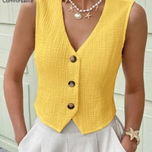 SHEIN LUNE Débardeur & Gilet en coton biologique blanc pour femmes, Printemps