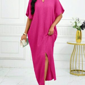 SHEIN Lady Robe caftan à manches chauve-souris à col cranté verte pour l'automne et l'hiver