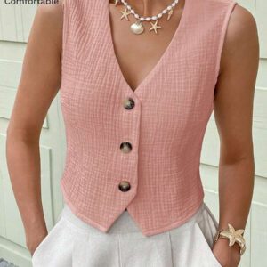 SHEIN LUNE Débardeur & Gilet en coton biologique blanc pour femmes, Printemps