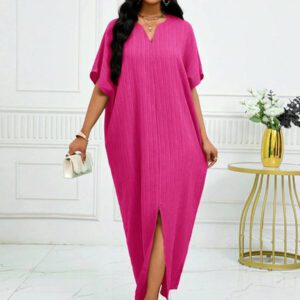 SHEIN Lady Robe caftan à manches chauve-souris à col cranté verte pour l'automne et l'hiver
