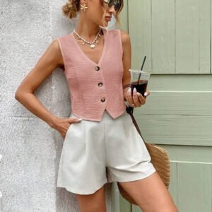 SHEIN LUNE Débardeur & Gilet en coton biologique blanc pour femmes, Printemps