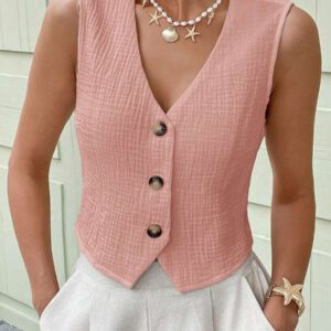 SHEIN LUNE Débardeur & Gilet en coton biologique blanc pour femmes, Printemps