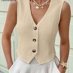 SHEIN LUNE Débardeur & Gilet en coton biologique blanc pour femmes, Printemps