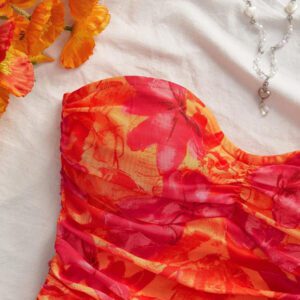 KARISMINA Top moulant imprimé en maille tricotée pour femmes, imprimé graphique tricoté, élégant pour les vacances d'été, vacances bohèmes à la plage, style boho chic, concert country, festival de vacances, plage, style old money pour femmes, top tube, remise des diplômes