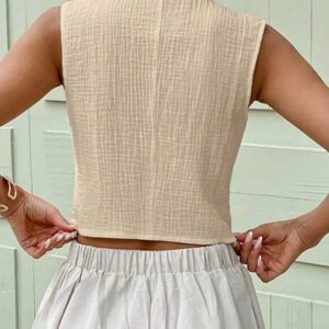 SHEIN LUNE Débardeur & Gilet en coton biologique blanc pour femmes, Printemps