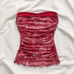 KARISMINA Top moulant imprimé en maille tricotée pour femmes, imprimé graphique tricoté, élégant pour les vacances d'été, vacances bohèmes à la plage, style boho chic, concert country, festival de vacances, plage, style old money pour femmes, top tube, remise des diplômes