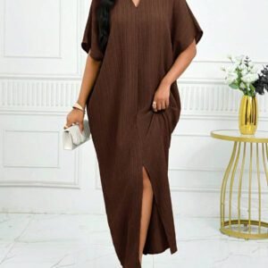 SHEIN Lady Robe caftan à manches chauve-souris à col cranté verte pour l'automne et l'hiver