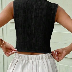 SHEIN LUNE Débardeur & Gilet en coton biologique blanc pour femmes, Printemps