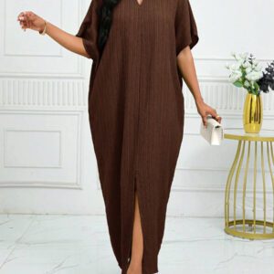 SHEIN Lady Robe caftan à manches chauve-souris à col cranté verte pour l'automne et l'hiver