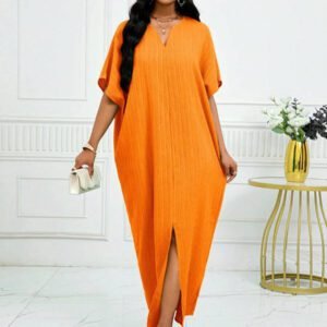 SHEIN Lady Robe caftan à manches chauve-souris à col cranté verte pour l'automne et l'hiver