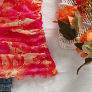 KARISMINA Top moulant imprimé en maille tricotée pour femmes, imprimé graphique tricoté, élégant pour les vacances d'été, vacances bohèmes à la plage, style boho chic, concert country, festival de vacances, plage, style old money pour femmes, top tube, remise des diplômes