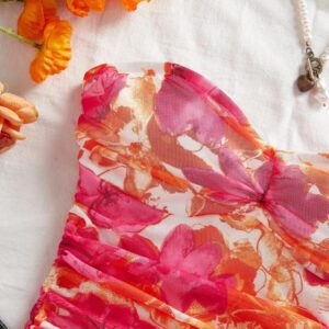 KARISMINA Top moulant imprimé en maille tricotée pour femmes, imprimé graphique tricoté, élégant pour les vacances d'été, vacances bohèmes à la plage, style boho chic, concert country, festival de vacances, plage, style old money pour femmes, top tube, remise des diplômes