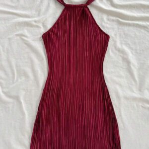Soleia Mini-robe plissée de couleur unie à coupe slim avec sangle