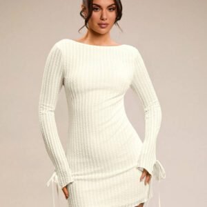 SHEIN BAE Robe de texture jaune clair pour vacances à la plage, robe de fête, robe de saison scolaire, robe de vacances, robe d'anniversaire, robe de sortie de nuit, tenues d'été pour femmes // Vêtements de printemps // Tenue de la Saint-Valentin / Carnaval // Tenues de vacances à la plage Tenues de Nashville, Robes pastel pour femmes, Robe dos nu