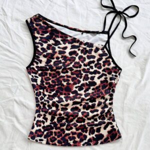 Soleia Top ajusté tricoté asymétrique à col rouge et blanc rayé, convient pour les fêtes, Noël, les rendez-vous, la plage, le carnaval, l'été