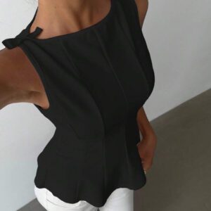Aloruh Chemise élégante et minimaliste sans manches pour le bureau et les déplacements, tenue pour femme tout en blanc