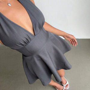 Aloruh Robe ajustée sans manches avec nœud papillon, élégante pour l'été