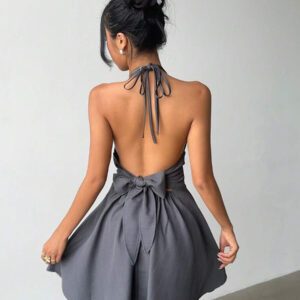 Aloruh Robe ajustée sans manches avec nœud papillon, élégante pour l'été