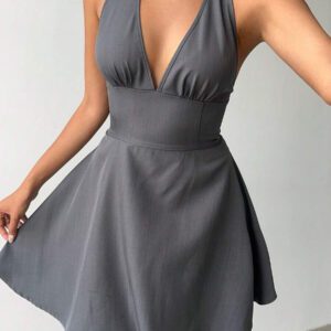 Aloruh Robe ajustée sans manches avec nœud papillon, élégante pour l'été