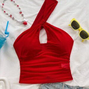 Soleia Top sans manches évidé dégradé pour femmes, convient pour les vacances, les festivals de musique, le style bohème, les jours fériés, les rendez-vous, le thé de l'après-midi, le printemps/été