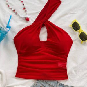 Soleia Top sans manches évidé dégradé pour femmes, convient pour les vacances, les festivals de musique, le style bohème, les jours fériés, les rendez-vous, le thé de l'après-midi, le printemps/été