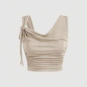 SHEIN MOD Haut Avec Détail De Noeud, Col Asymétrique Et Manches Courtes