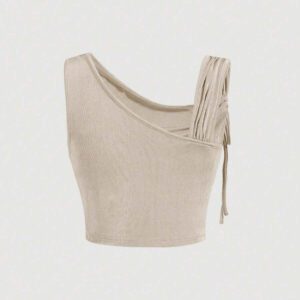 SHEIN MOD Haut Avec Détail De Noeud, Col Asymétrique Et Manches Courtes