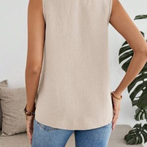 EMERY ROSE Top casual sans manches col V couleur unie, adapté pour l'été, pour femmes
