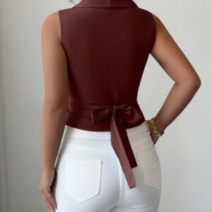 Elenzga Chemise à boutons bleus en métal de style "Old Money" digne pour femmes