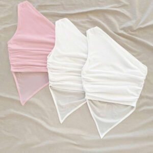 Soleia 3 pièces Ensemble de hauts moulants asymétriques froissés casual pour femmes, convient pour l'été, les vacances, imprimé floral