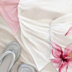 Soleia 3 pièces Ensemble de hauts moulants asymétriques froissés casual pour femmes, convient pour l'été, les vacances, imprimé floral
