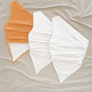 Soleia 3 pièces Ensemble de hauts moulants asymétriques froissés casual pour femmes, convient pour l'été, les vacances, imprimé floral