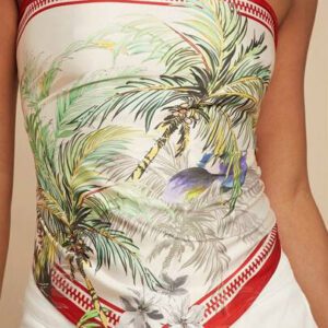 Travachic Foulard imprimé tropical pour femme, Top de type foulard