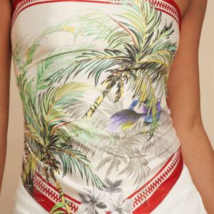 Travachic Foulard imprimé tropical pour femme, Top de type foulard